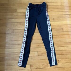 Kappa Banda Black White Red Track Pants Logo Tape Side Stripe Boys Mens Size XL